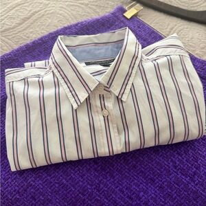 Banana Republic White and Blue Striped Shirt
